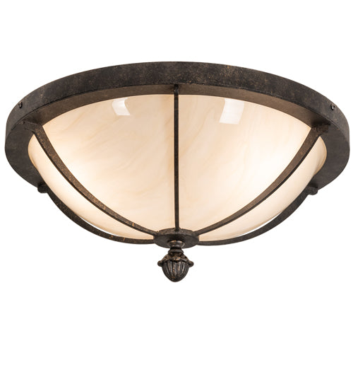Meyda Lighting Dominga 16" 3-Light Golden Bronze Flush Mount Light With Creme Carrara Idalight Shade