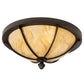 Meyda Lighting Dominga 16" 3-Light Wrought Iron Flush Mount Light With Beige Travertine Idalight Shade