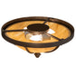 Meyda Lighting Dominga 16" 3-Light Wrought Iron Flush Mount Light With Beige Travertine Idalight Shade