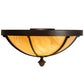 Meyda Lighting Dominga 16" 3-Light Wrought Iron Flush Mount Light With Beige Travertine Idalight Shade
