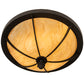 Meyda Lighting Dominga 16" 3-Light Wrought Iron Flush Mount Light With Beige Travertine Idalight Shade