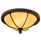 Meyda Lighting Dominga 16" 3-Light Wrought Iron Flush Mount Light With Beige Travertine Idalight Shade