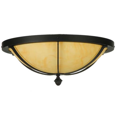 Meyda Lighting Dominga 20" 2-Light Blackwash Flush Mount Light With Beige Tawnyrock Idalight Shade Glass