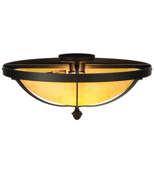 Meyda Lighting Dominga 20" 2-Light Blackwash Flush Mount Light With Beige Tawnyrock Idalight Shade Glass