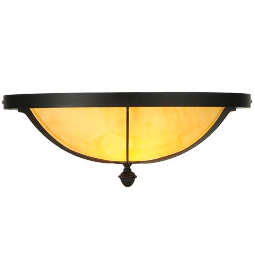 Meyda Lighting Dominga 20" 2-Light Blackwash Flush Mount Light With Beige Tawnyrock Idalight Shade Glass