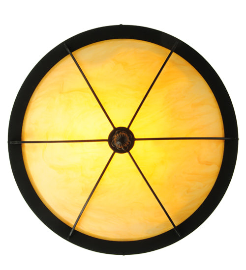 Meyda Lighting Dominga 20" 2-Light Blackwash Flush Mount Light With Beige Tawnyrock Idalight Shade Glass
