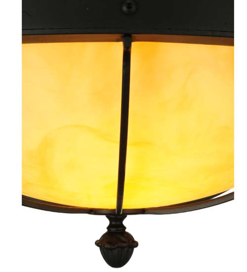 Meyda Lighting Dominga 20" 2-Light Blackwash Flush Mount Light With Beige Tawnyrock Idalight Shade Glass