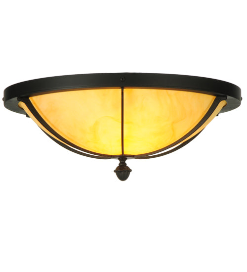Meyda Lighting Dominga 20" 2-Light Blackwash Flush Mount Light With Beige Tawnyrock Idalight Shade Glass