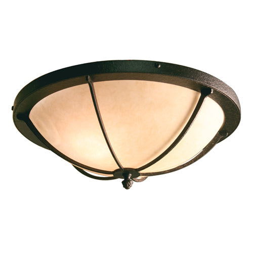 Meyda Lighting Dominga 20" 2-Light Chestnut Flush Mount Light With Beige and Provostone Idalight Shade