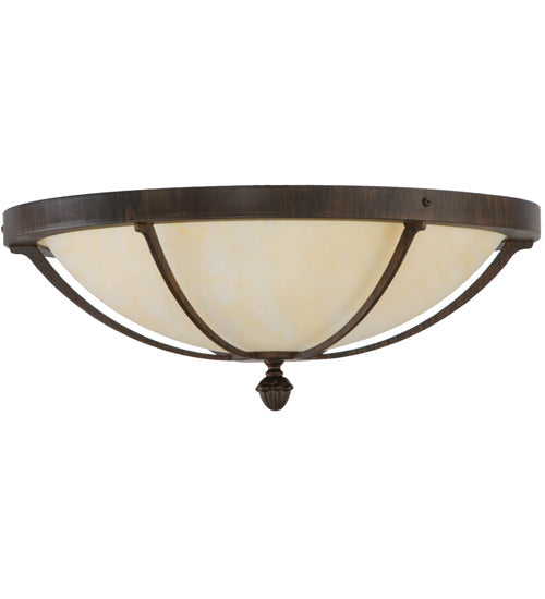 Meyda Lighting Dominga 20" 2-Light Classic Rust Flush Mount Light With Beige Sahara Taupe Idalight Shade Glass