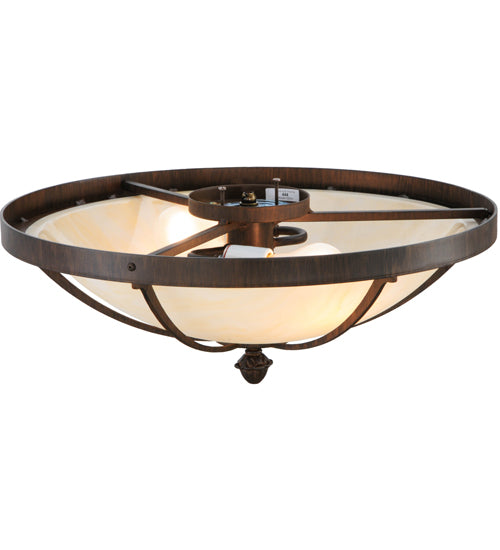 Meyda Lighting Dominga 20" 2-Light Classic Rust Flush Mount Light With Beige Sahara Taupe Idalight Shade Glass