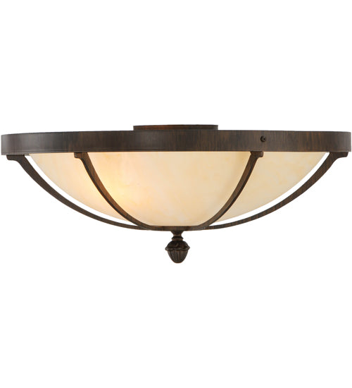 Meyda Lighting Dominga 20" 2-Light Classic Rust Flush Mount Light With Beige Sahara Taupe Idalight Shade Glass