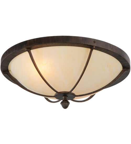Meyda Lighting Dominga 20" 2-Light Classic Rust Flush Mount Light With Beige Sahara Taupe Idalight Shade Glass