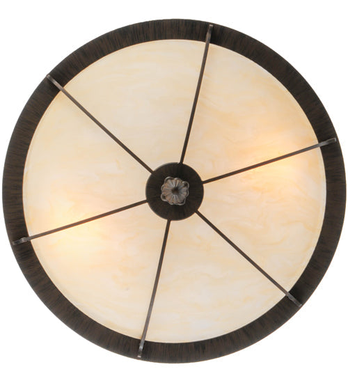 Meyda Lighting Dominga 20" 2-Light Classic Rust Flush Mount Light With Beige Sahara Taupe Idalight Shade Glass