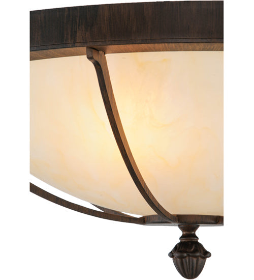 Meyda Lighting Dominga 20" 2-Light Classic Rust Flush Mount Light With Beige Sahara Taupe Idalight Shade Glass