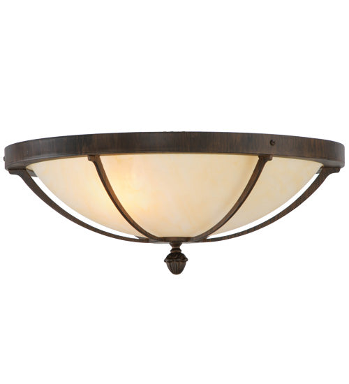 Meyda Lighting Dominga 20" 2-Light Classic Rust Flush Mount Light With Beige Sahara Taupe Idalight Shade Glass