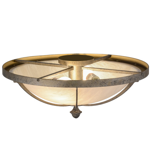 Meyda Lighting Dominga 20" 2-Light Corinth Flush Mount Light With Fleshtone Idalight Shade