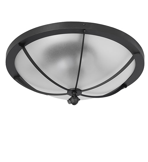 Meyda Lighting Dominga 20" 3-Light Textured Black Flush Mount Light With Contrail Mist Frosted Idalight Shade
