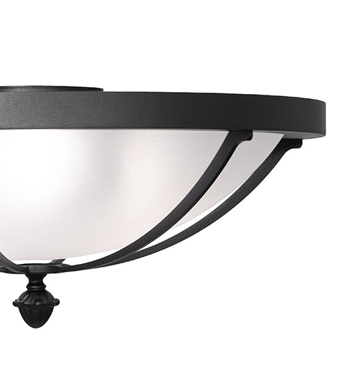 Meyda Lighting Dominga 20" 3-Light Textured Black Flush Mount Light With Contrail Mist Frosted Idalight Shade