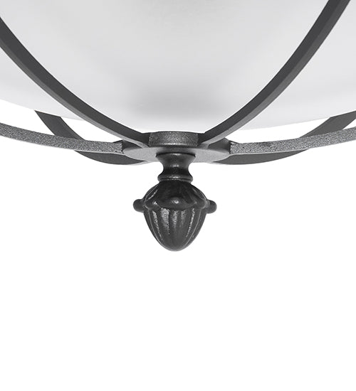Meyda Lighting Dominga 20" 3-Light Textured Black Flush Mount Light With Contrail Mist Frosted Idalight Shade