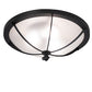 Meyda Lighting Dominga 20" 3-Light Textured Black Flush Mount Light With Contrail Mist Frosted Idalight Shade