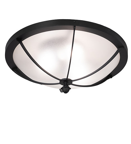 Meyda Lighting Dominga 20" 3-Light Textured Black Flush Mount Light With Contrail Mist Frosted Idalight Shade