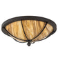 Meyda Lighting Dominga 20" 3-Light Wrought Iron Flush Mount Light With Beige Travertine Idalight Shade