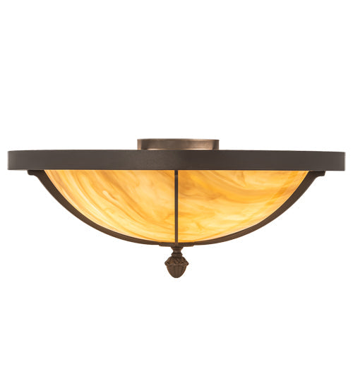 Meyda Lighting Dominga 20" 3-Light Wrought Iron Flush Mount Light With Beige Travertine Idalight Shade