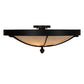Meyda Lighting Dominga 22" 4-Light Black Satin Wrought Iron Flush Mount Light With Creme Carrara Idalight Shade