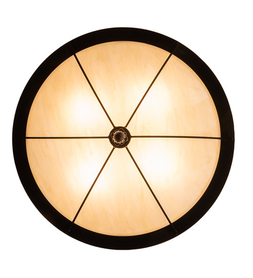 Meyda Lighting Dominga 22" 4-Light Black Satin Wrought Iron Flush Mount Light With Creme Carrara Idalight Shade