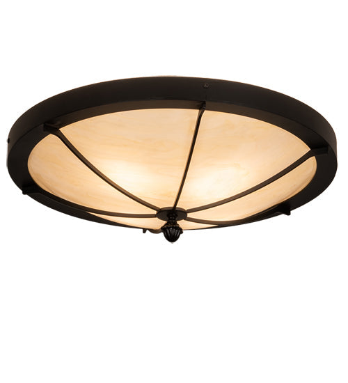 Meyda Lighting Dominga 22" 4-Light Black Satin Wrought Iron Flush Mount Light With Creme Carrara Idalight Shade