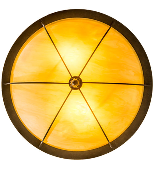 Meyda Lighting Dominga 24" 2-Light Chestnut Flush Mount Light With Beige Tawnyrock Idalight Shade Glass