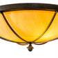 Meyda Lighting Dominga 24" 2-Light Chestnut Flush Mount Light With Beige Tawnyrock Idalight Shade Glass