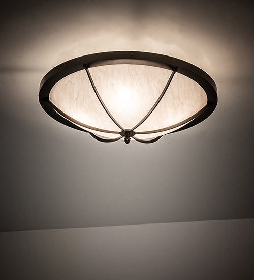 Meyda Lighting Dominga 24" 4-Light Timeless Bronze Flush Mount Light With Angelwing Idalight Shade
