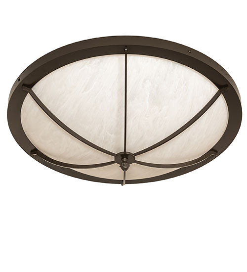 Meyda Lighting Dominga 24" 4-Light Timeless Bronze Flush Mount Light With Angelwing Idalight Shade