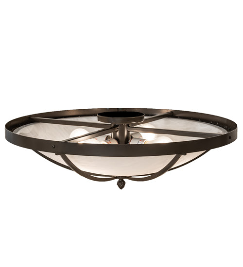 Meyda Lighting Dominga 24" 4-Light Timeless Bronze Flush Mount Light With Angelwing Idalight Shade