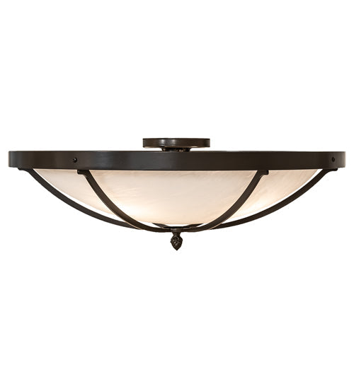 Meyda Lighting Dominga 24" 4-Light Timeless Bronze Flush Mount Light With Angelwing Idalight Shade