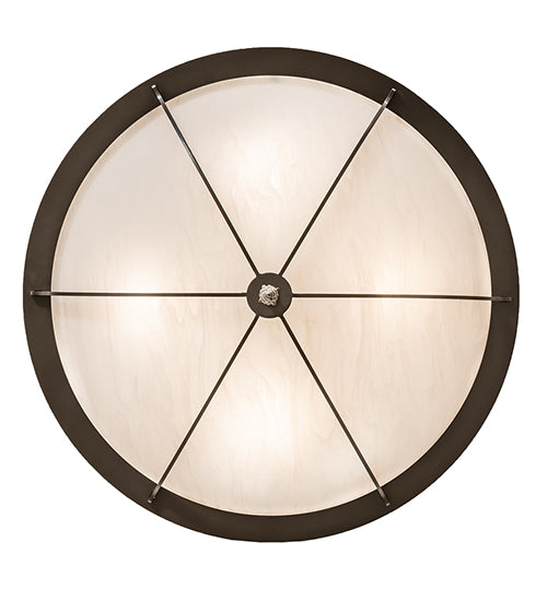 Meyda Lighting Dominga 24" 4-Light Timeless Bronze Flush Mount Light With Angelwing Idalight Shade