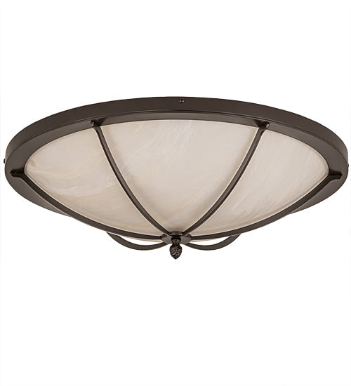 Meyda Lighting Dominga 24" 4-Light Timeless Bronze Flush Mount Light With Creme Carrara Idalight Shade