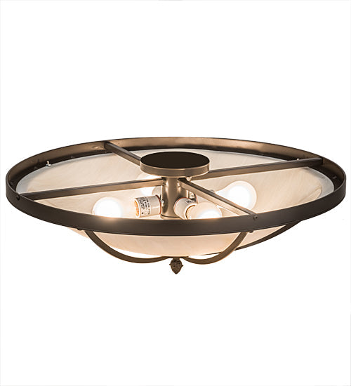Meyda Lighting Dominga 24" 4-Light Timeless Bronze Flush Mount Light With Creme Carrara Idalight Shade