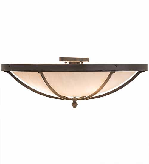 Meyda Lighting Dominga 24" 4-Light Timeless Bronze Flush Mount Light With Creme Carrara Idalight Shade
