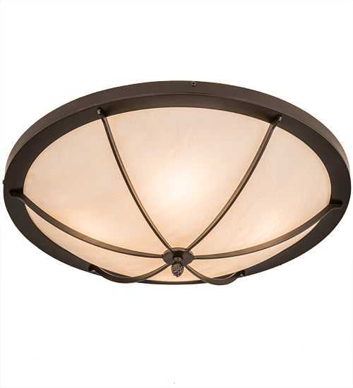 Meyda Lighting Dominga 24" 4-Light Timeless Bronze Flush Mount Light With Creme Carrara Idalight Shade