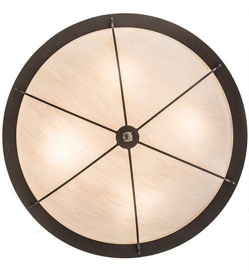 Meyda Lighting Dominga 24" 4-Light Timeless Bronze Flush Mount Light With Creme Carrara Idalight Shade