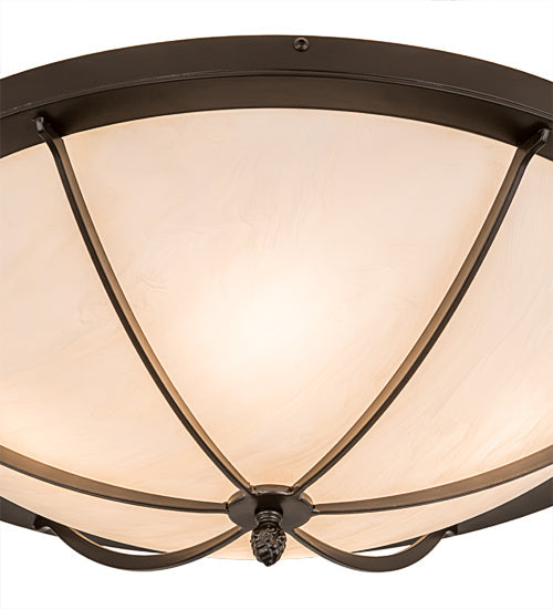 Meyda Lighting Dominga 24" 4-Light Timeless Bronze Flush Mount Light With Creme Carrara Idalight Shade