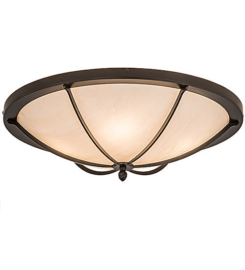 Meyda Lighting Dominga 24" 4-Light Timeless Bronze Flush Mount Light With Creme Carrara Idalight Shade