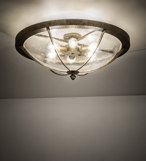 Meyda Lighting Dominga 30" 6-Light Dark Smoke Flush Mount Light With Clear Rainstone Idalight Shade