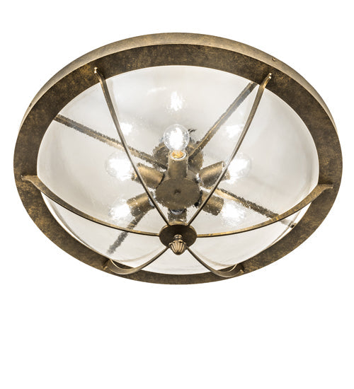 Meyda Lighting Dominga 30" 6-Light Dark Smoke Flush Mount Light With Clear Rainstone Idalight Shade