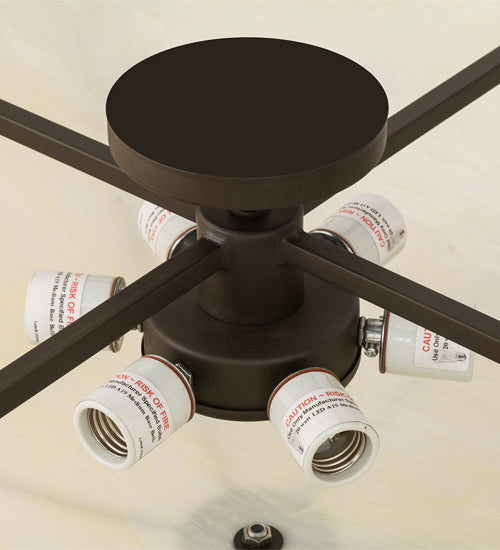 Meyda Lighting Dominga 30" 6-Light Oil Rubbed Bronze Flush Mount Light With Beige Botticino Idalight Shade Glass