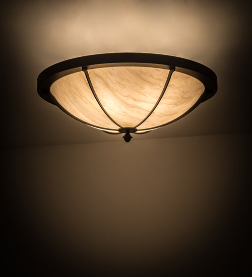 Meyda Lighting Dominga 30" 6-Light Oil Rubbed Bronze Flush Mount Light With Beige Botticino Idalight Shade Glass