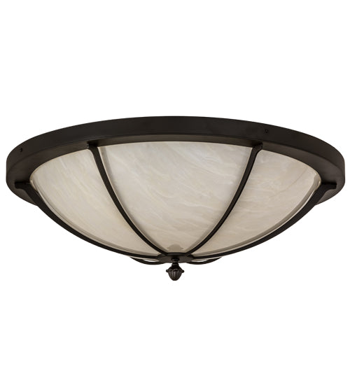 Meyda Lighting Dominga 30" 6-Light Oil Rubbed Bronze Flush Mount Light With Beige Botticino Idalight Shade Glass